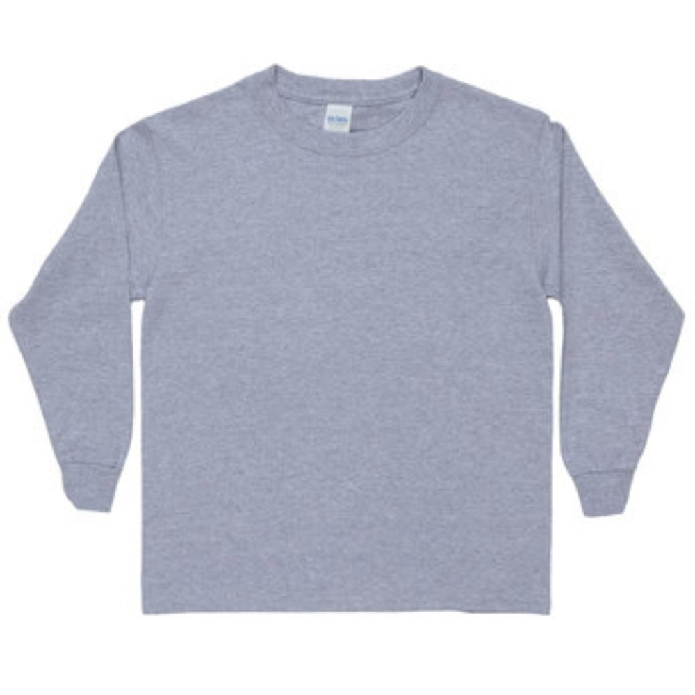 BNWT Gildan Youth Long Sleeve T-Shirt Large Sport Grey